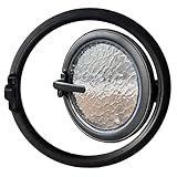 Cobertizo redondo retro de vidrio templado con mango de metal, perfecto para decoración de baño y cocina, ventana de ventilación (65 cm)