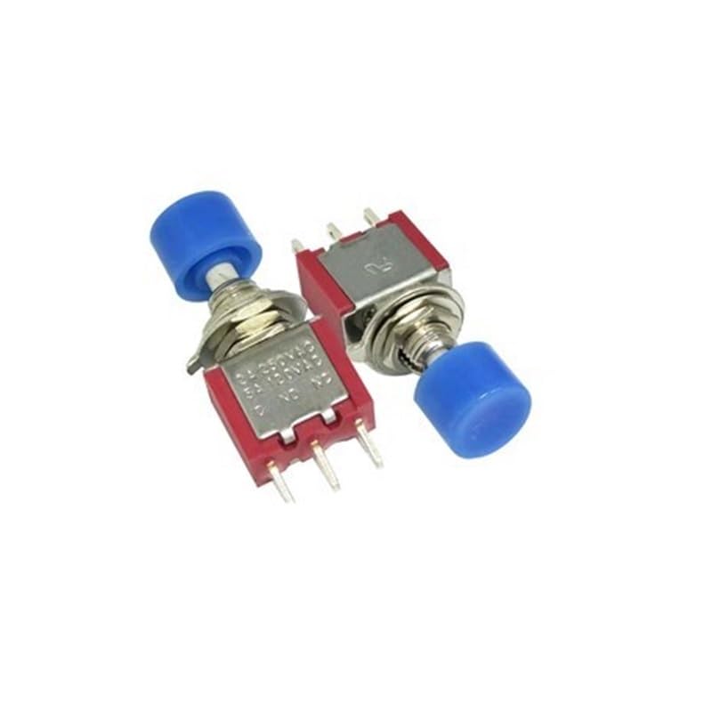 Bouton push button DS-612 3Pin C-NO-NC 6mm commutateur bleu ON-(ON) pour tableau de bord