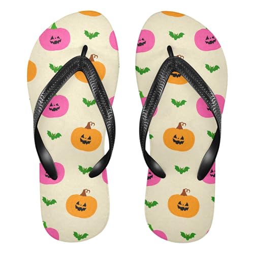 Burbuja Bats Pumpkins Flip Flops for Women Men, Soft Thong Sandals Rubber Slippers for Pool Beach Essentials