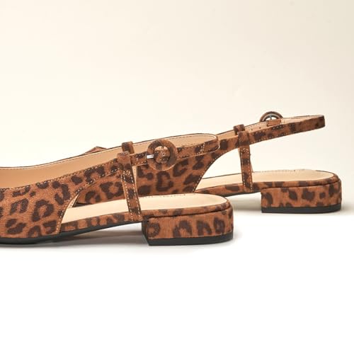 C.Paravano Women's Square Toe Slingback Flats Ankle Strap Casual Shoes Slip-On Sandals Comfortable Flats for Daily Wear4