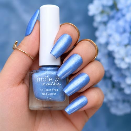 Image of Nail Polish for Women Metallic Finish Nail Paint 12 Toxin Free Long Lasting Quick Dry Vegan & Cruelty Free by Indie Nails (Aqua Gir)