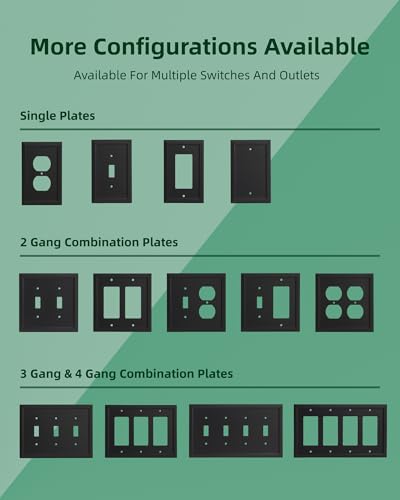 ZJVZJQC Outlet Covers Wall Plates, Light Switch Covers Switch Plates Bamboo Fiber Material Receptacle Switch Plate Outlet Cover of various 13 styles (Matte Black, 1 Gang Duplex 4 Pack) - image 5
