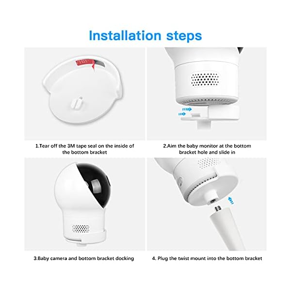 Baby-Kamera Halterung für eufy Security SpaceView-Babyphone - / SpaceView S / SpaceView Pro Babyfon, Baby Monitor Halter, Flexibel Monitorhalter für Kinderzimmer Babybett Umrandungen, 720p – Bild 6