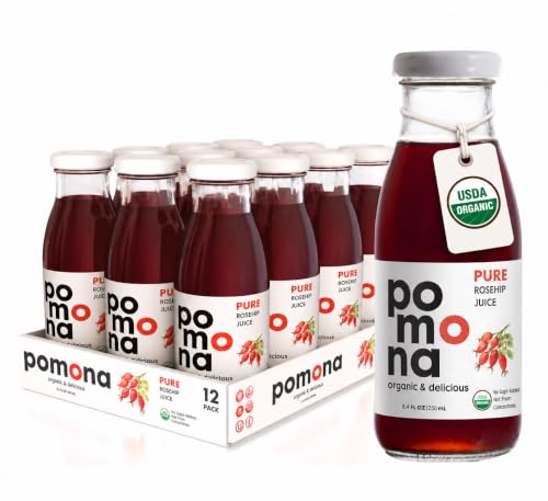 Pomona Organic Pure Rosehip Juice, No Sugar Added, 12-pack