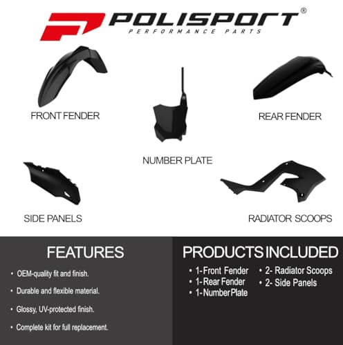 Polisport 90934 - Polisport Mx Restyling Replica Kit Per Chi Cerca La Qualità Oem Per Moto Kawasaki In Colore Nero - 2