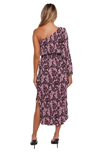 Image of Petal & Pup Women's Pontee One Shoulder Pleated Midi Dress