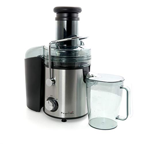 Megachef Wide Mouth Extractor Juice Machine With Dual Speed Centrifugal Stainless Steel Juicer, 3.5 Cup, Chrome Silver #TOP1