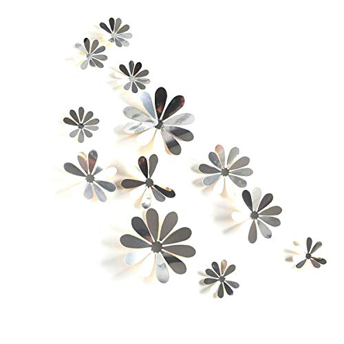 Greatangle Mirror surface simulation butterfly wall stickers refrigerator stickers home living room decoration 12 sets + Silver