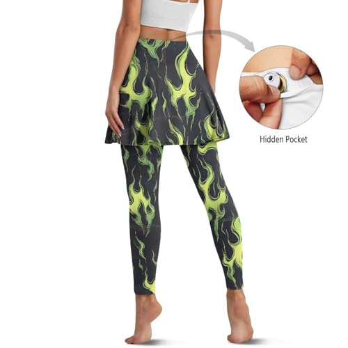 Irisjudy Women Yoga Pants Leggings with Skirt Sunflower Music Note Tennis Golf Skirted Legging Hawaii Style High Waist Tights3