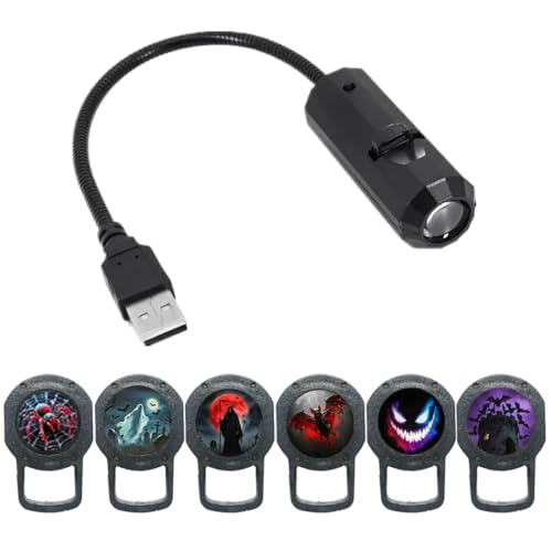 Halloween Projector Light with 6 Film Slides Holiday USB Led Lamp Indoor | 360°Rotation,Plug and...