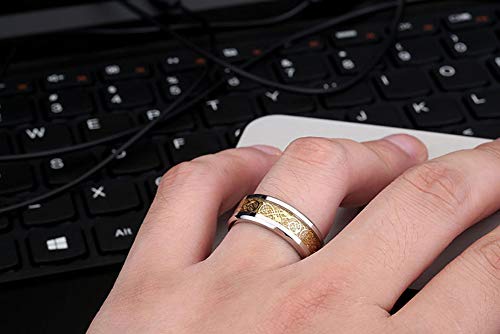 Image of HIJONES Unisex Carbide Fiber Celtic Dragon Spinner Ring Stainless Steel Wedding Spins Band