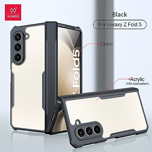 Image of PRITO Samsung Galaxy Z Fold 5 Case - Clear Beatle Slim Phone Case With Hard Pc Back, Soft Tpu Edges, Hinge, Non-Yellowing, Shockproof Protective Cover For Z Fold 5