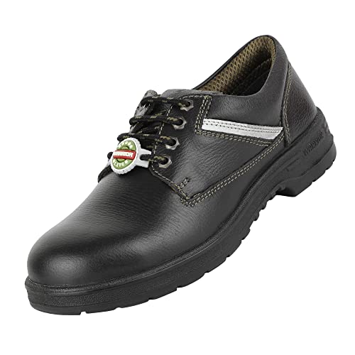 Image of Liberty Warrior 9822-01 Safety Shoe for Men, Steel Toe, Light Weight, Genuine Leather, Olive & Red, Sizes 5UK-11UK