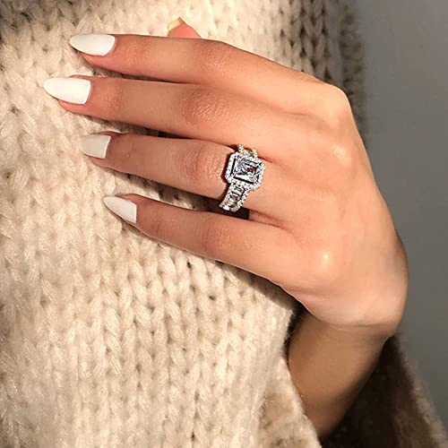 925 Sterling Silver Shiny Full Diamond Ring Cubic Zirconia Cocktail Rings CZ Eternity Engagement Wedding Band Ring for Women (US Code 7) - Image 4