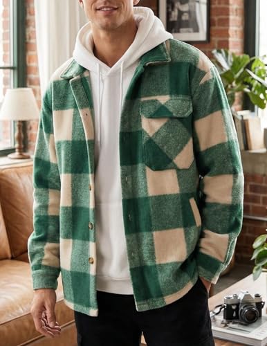 Image of ZAFUL Men's Shacket Aztec Print Shirt Jacket Flannel Button Up Turndown Collar Overshirt Chest Pocket Button Flap Thick Shirt