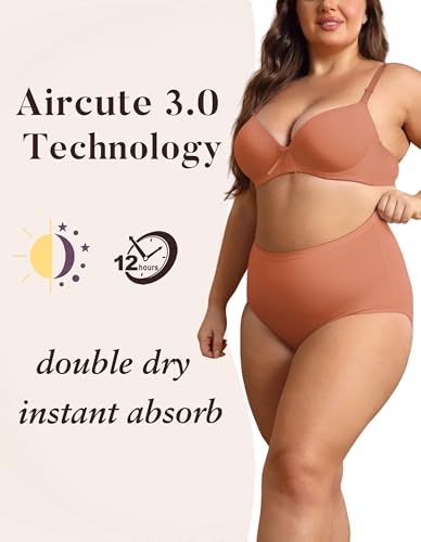 Image of AIRCUTE Washable Urinary Incontinence Protective Underwear for Women Leak Proof Absorbent Reusable Panties 60ML 1 Pack (Light Coffee, Medium)