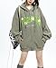 Sumleno Y2K Zip Up Hoodie Letter Print Star Graphic Grunge Hooded Corduroy Sweatshirt Jacket Oversized Retro Y2k Clothing (Green,M)