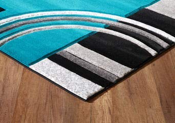GLORY RUGS Area Rug 2x3 Door Mat Turquoise Geometric Soft Floor Carpet with Premium Fluffy Texture for Indoor Living Dining Room and Bedroom Area