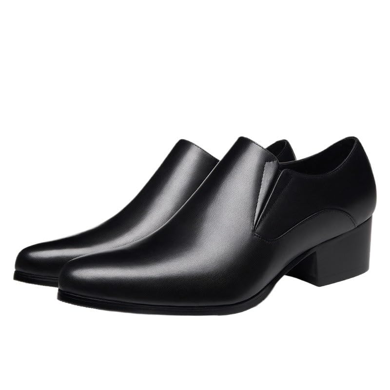 Mens High Heels Leather Shoes Men Luxury Dress Shoes Business Office Formal Oxfords Slip On Pointed Shoes