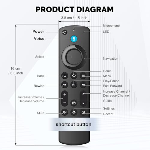 Image of Remote Control Compatible with Fire-Insignia-TV, Remote Replacement Fit for TV FireStick 4K /Lite /4K Max /Cube, for Insignia, Pioneer HD, QLED, AMZ-Smart-TV 3rd Gen with Voice