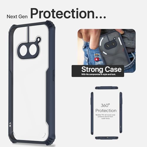 Image of Pikkme Back Cover | Crystal Clear Transparent Back | Ultra Hyrbid | Full Camera Protection | Raised Edge | Bumper Back Case for Nothing Phone 2A / Nothing Phone 2A Plus (Blue)