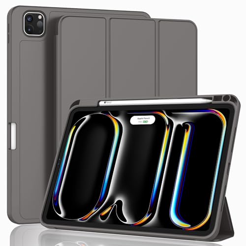 Image of ZryXal New iPad Pro 13 Inch Case (M5) 2025 / (M4) 2024 with Pencil Holder, Smart iPad Case [Support Pencil Pro and Pencil (USB-C)], Support Touch ID and Auto Wake /Sleep (Space Gray)