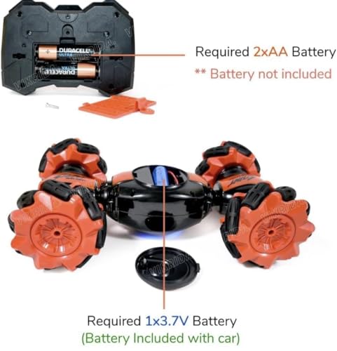 Image of RC Drift Stunt Car, Premium 2.4G RC Car Toy Independent Signal Cool Fun 360 Degree Rotation for Outdoor, High Speed with Water Smoke Rechargeable Transverse Tires (Multicolour)