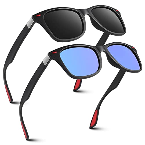 GQUEEN Polarisierte Sonnenbrille Herren Damen Rechteck Leichtgewicht 100% UV Schutz Cover