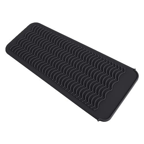 Bolsa resistente al calor de silicona para plancha de pelo, rizador y herramientas de afeitado, con superficie antideslizante, bolsa de viaje negra miniatura 2