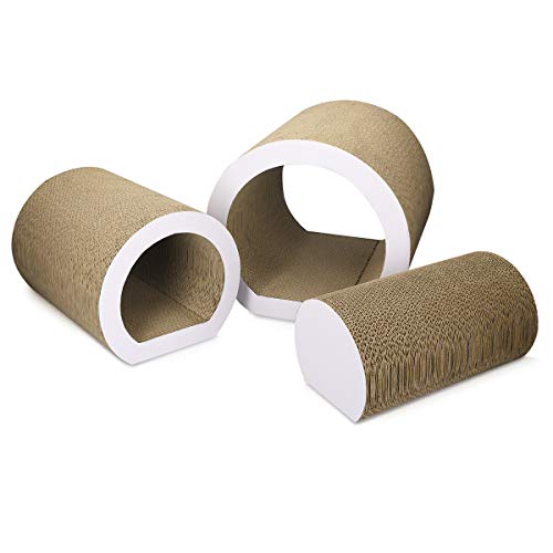 Navaris Cat Tunnel Scratcher Set (3-Pieces) - Corrugated Cardboard Paper Scratching Board Tubes and Roll Toy for Cats - Scratch, Lounge, Hide and Play by Navaris - Used condition - US$19.96