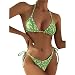 JISUAN Traje de baño con impresión de bikini relleno, juego de sujetador sexy a rayas para mujer, traje de baño para hombre, resistente al agua, verde, L
