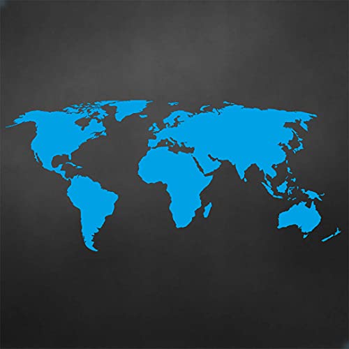 Adesivo - Mapa Mundi Turismo Viagem - Tamanho: 34x80cm - Cor: Azul Claro