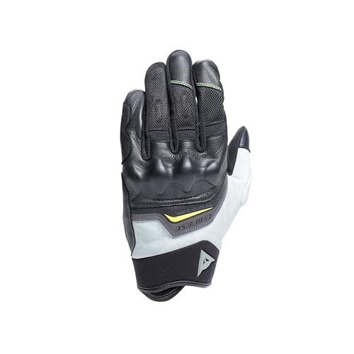 DAINESE - Ermex Gloves, Guanti Moto Estivi, Traspiranti con Inserti in Mesh, Protezioni Rigide sulle Nocche, Rinforzi in Pelle, Touchscreen, L, Nero e Verde