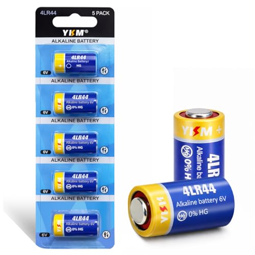 YKM 5 Pack 4LR44 6V Battery 476A K28A PX28A L1325 A544 6 Volt Alkaine Battery for Dog Bark Collar Camera