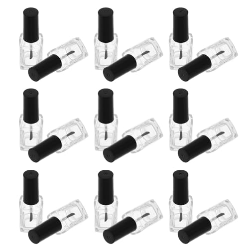 Beaupretty 20個透明ネイルポリッシュボトル ブラシキャップ付きガラス製詰め替え容器 漏れ防止密封 コンパクト携帯用 ネイルアート キューティ