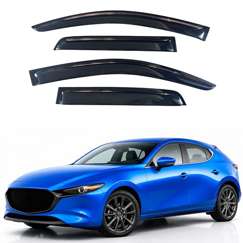 Image of IG Window Visors Fit for 2019-2024 Mazda 3 Hatchback, Out-Channel Rain Guards Vent Wind Deflectors 4PC, Car Accessories for 19-24 Mazda 3 Hatchback (Excludes Sedan)