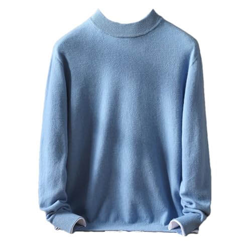 Mnjyihy Men's Warm Wool Sweater Casual Solid Color Half High Collar Long-Sleeved Base Knitted Pullover