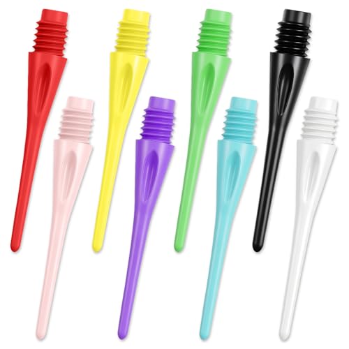 flintronic Dartspitzen Kunststoff 200 Stück Ersatzspitzen für Softdart-Dartpfeile 2BA-Gewinde Dartpfeil Spitzen Stabile Dartspitzen Kunststoff Nylon Spitzen für Dartpfeile Softdart (8 Farben)