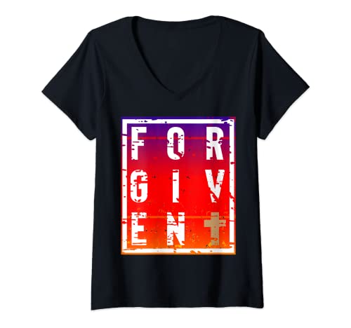 Donna La camicia del perdono della Bibbia di Gesù di Nazareth | Perdonato Maglietta con Collo a V
