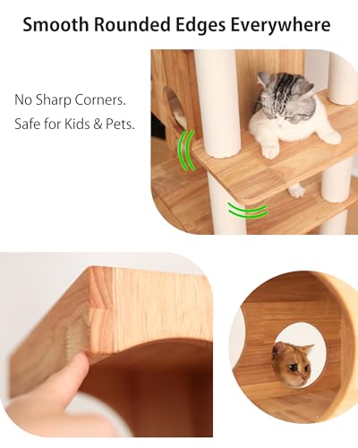 Torre de Gato de Madera para Gatos Grandes 62 pulgadas miniatura 5