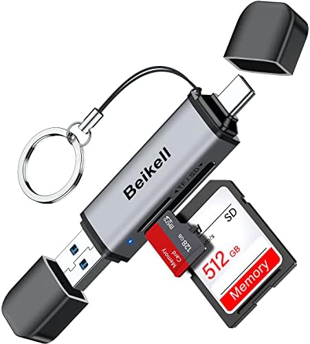 Czytnik kart SD, czytnik kart Beikell USB C Adapter kart pamięci Mini USB 3.0 - Obsługuje karty SD/Micro SD/MMC/SDXC/SDHC/Micro SDHC Kompatybilny z MacBook Pro Air, iPad Pro Air, Galaxy S21, S22 itp.