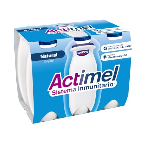 Actimel Yogur bebible natural - con probioticos, fermentos y vitaminas - Pack 6x100g