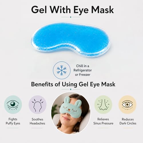 Image of Jenna Cute Fur Gel Sleeping Eye Shade Mask Cover for Insomnia, Meditation, Puffy Eyes and Dark Circles Bunny Green