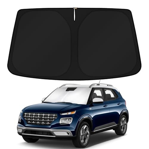 Image of KUST Windshield Sun Shade for 2020-2024 2025 Hyundai Venue Accessories Custom Fit Sunshade Sun Visor Protector Foldable Blocks UV Rays Keep Your Car Cooler