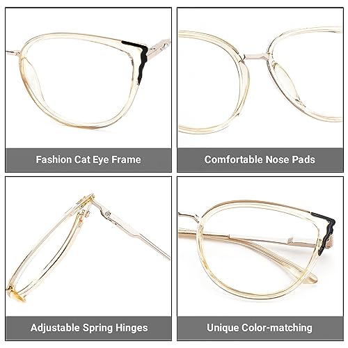 Image of Zeelool Cat Eye Glasses Frame for Women Men, Fashion Eyeglasses with Non-prescription Clear Lens ZJGX338746