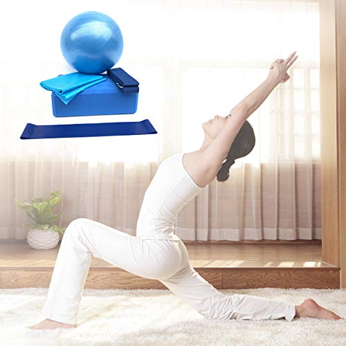 Ruiqas 5pcs Yoga Equipment Set,Includes Exercise Ball,Yoga Block,Resistance Loop.Stretching Band Strap,Woven Belt Pilates Practices Supplies for Beginners - Thumbnail 2
