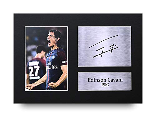 HWC Trading Edinson Cavani Paris Blue and Reds Regalos Impresos Imagen De Autógrafo Firmado Para Los Aficionados Al Fútbol Y Partidarios - A4
