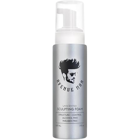 Avenue Man Unscented Sculpting Foam - 7 Oz Firm Hold Volumizing Hair Mousse for Men with Herbal Extracts Styling Hair Products - Fragrance, Alcohol, and Paraben-Free Hair Volumizer Cover