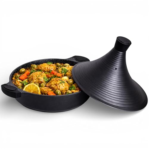 Royal Swiss® Tajine de Cuisson 32 cm – Tajine en Aluminium Antiadhésif, Capacité 5 L, Tous Feux dont Induction, Gaz & Vitrocéramique, Compatible Four...