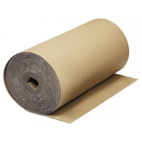 HELGUEFER - Bobina Carton Ondulado - 25 Metros 90 cm Ancho | Rollo Cartón Ondulado 100% Reciclado para Embalaje y Protección | Acolchado Flexible de Cartón Kraft para Almacenes y Envíos